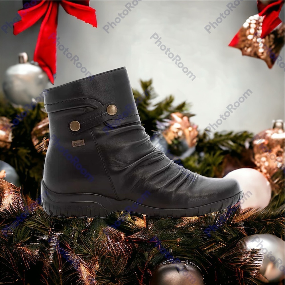 Rieker Black Leather Waterproof Winter Boot- Soft Lambswool lined!-Sz7.5 ๐โโ - Picture 9 of 16